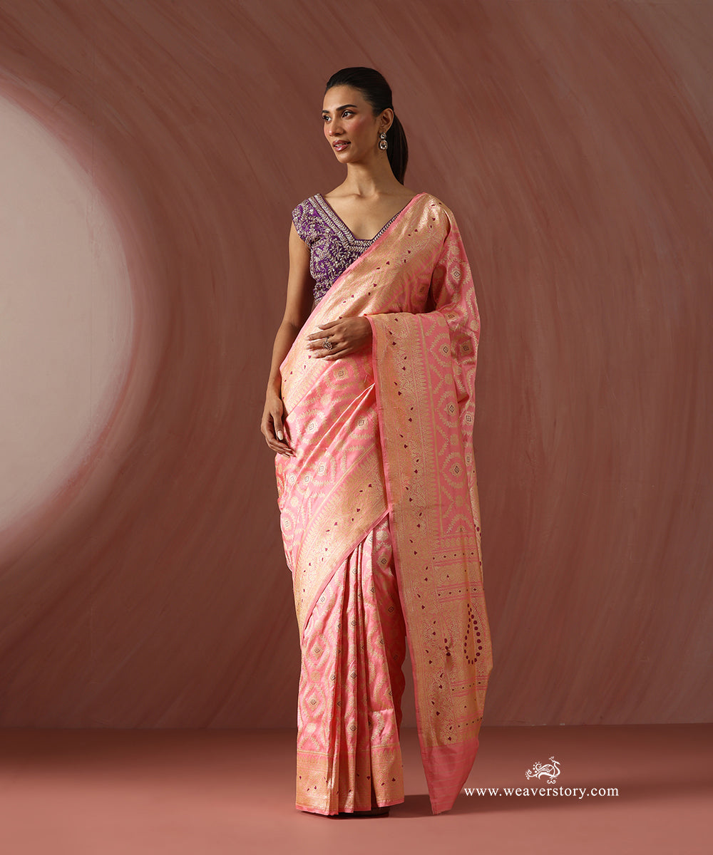 Light_Pink_Pure_Katan_Silk_Banarasi_Jangla_Saree_With_Meenakari_WeaverStory_01