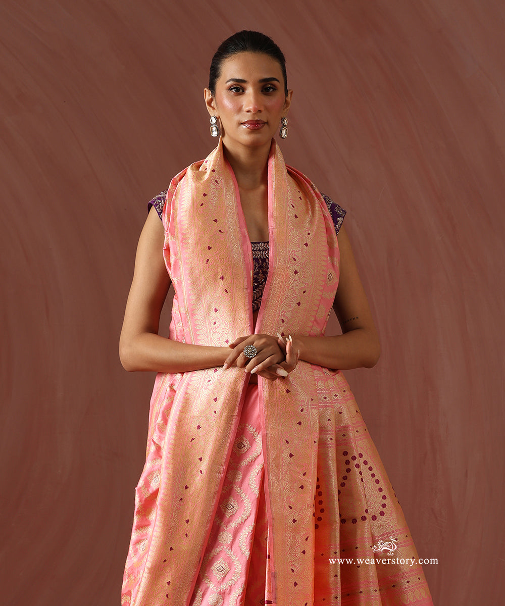Light_Pink_Pure_Katan_Silk_Banarasi_Jangla_Saree_With_Meenakari_WeaverStory_02