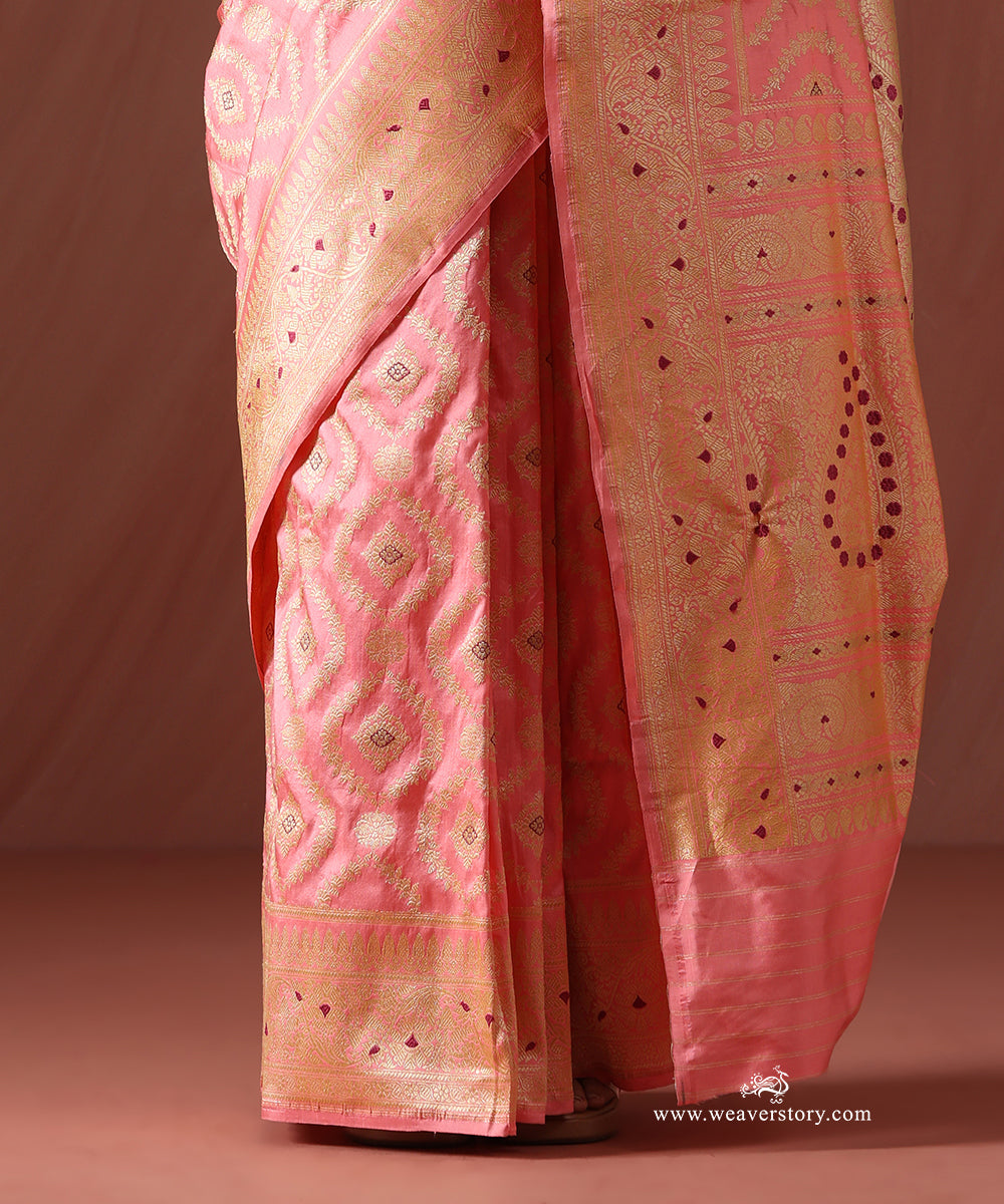 Light_Pink_Pure_Katan_Silk_Banarasi_Jangla_Saree_With_Meenakari_WeaverStory_04