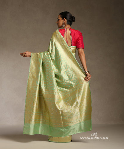 Pista_Green_Handloom_Katan_Silk_Kadhwa_Jangla_Banarasi_Saree_With_Sona_Rupa_Zari_WeaverStory_03