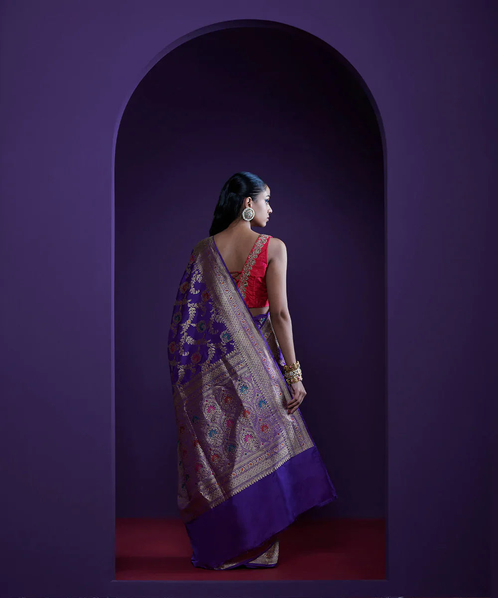 Handloom_Lavender_Pure_Chanderi_Silk_Saree_With_Gugnu_Booti_WeaverStory_03