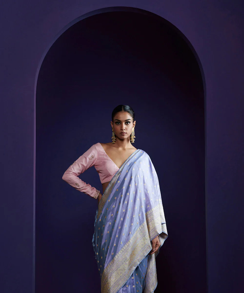 Purple_Handloom_Pure_Chanderi_Silk_Saree_With_Broad_Zari_Border_And_Floral_Sunflower_Motifs_WeaverStory_01