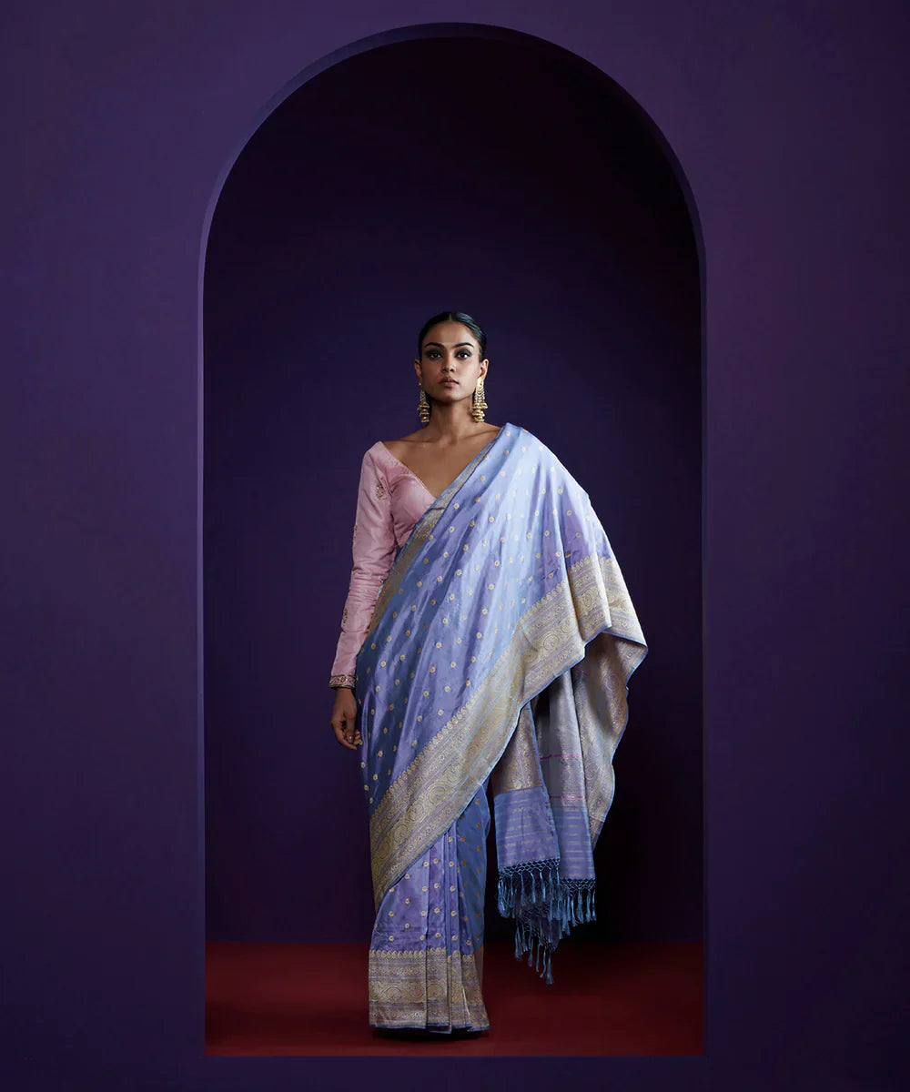 Purple_Handloom_Pure_Chanderi_Silk_Saree_With_Broad_Zari_Border_And_Floral_Sunflower_Motifs_WeaverStory_02