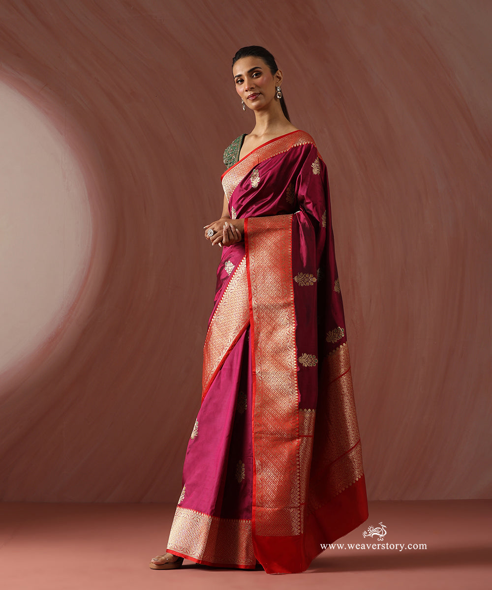 Maroon_Handloom_Pure_Katan_Silk_Saree_With_Floral_Boota_And_Ambi_Motif_Border_WeaverStory_01
