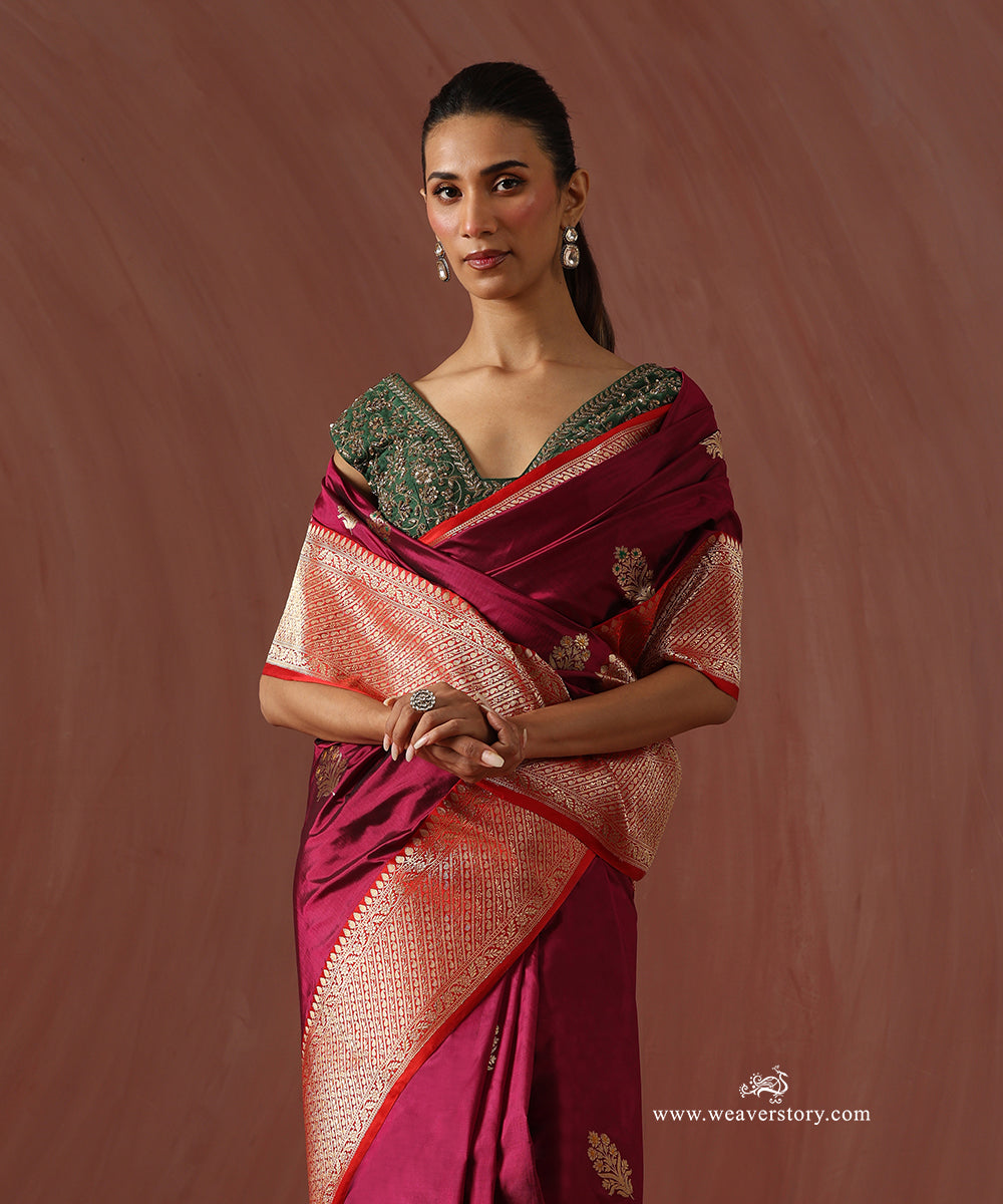 Maroon_Handloom_Pure_Katan_Silk_Saree_With_Floral_Boota_And_Ambi_Motif_Border_WeaverStory_02