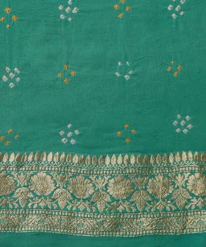 Aqua_Green_Handloom_Pure_Georgette_Banarasi_Bandhej_Saree_With_Floral_Border_WeaverStory_05