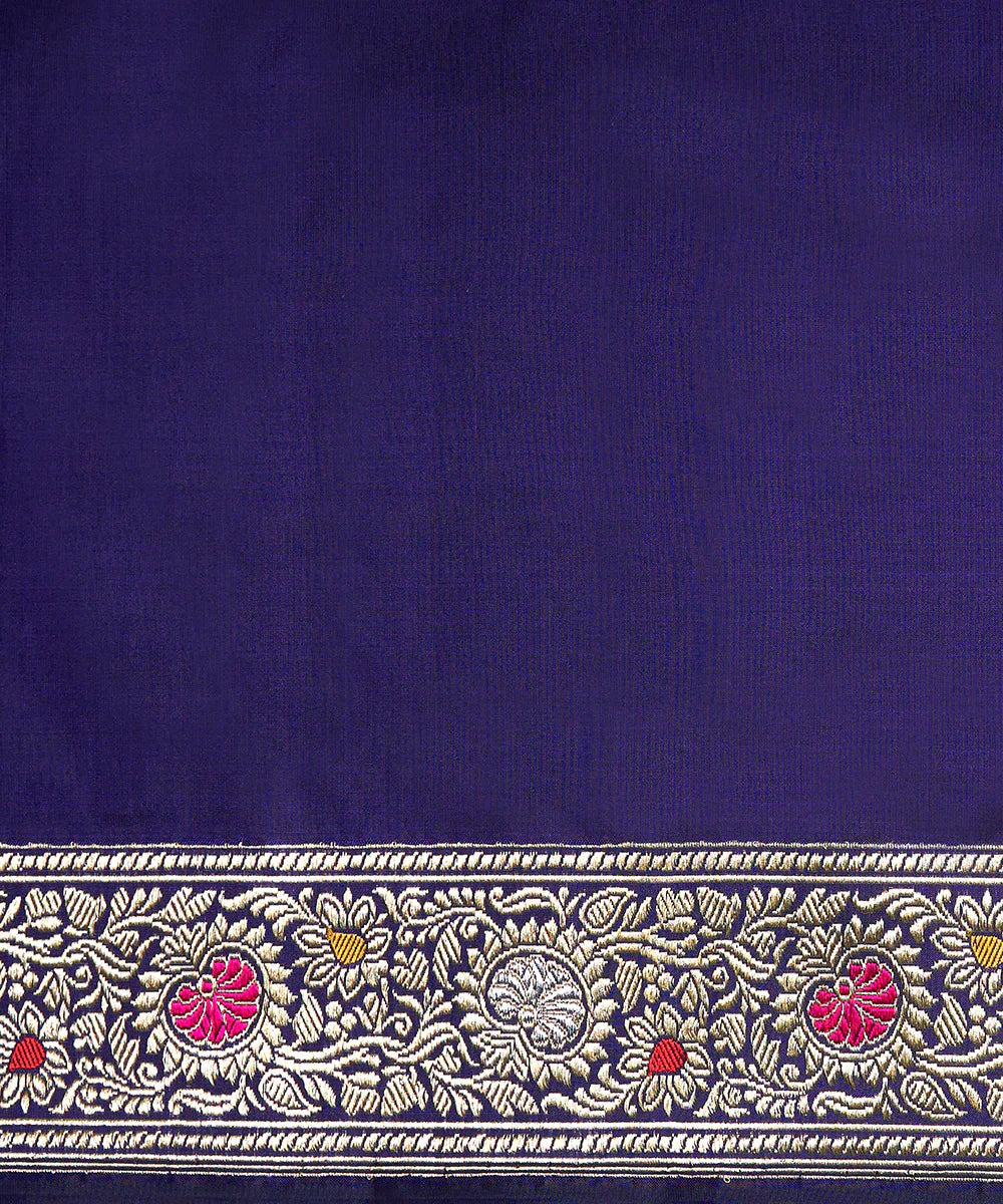 Handloom_Royal_Blue_Pure_Chanderi_Silk_Saree_With_Gold_And_Silver_Zari_Bird_Motif_WeaverStory_05