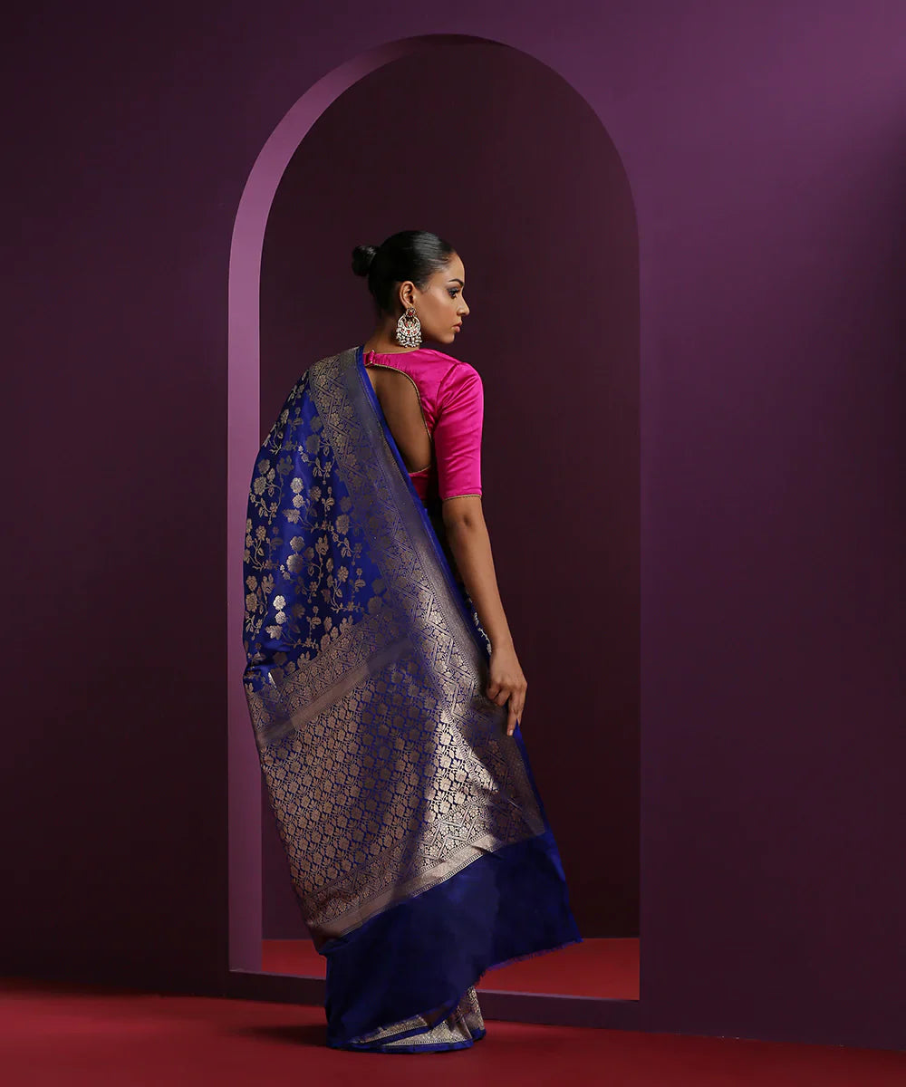 Handloom_Dark_Blue_Pure_Katan_Silk_Banarasi_Saree_With_Cutwork_Weave_WeaverStory_03