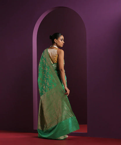 Handloom_Seafoam_Green_Pure_Katan_Silk_Banarasi_Saree_With_Jangla_Design_WeaverStory_03