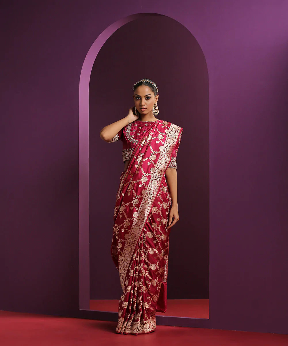 Raspberry_Handloom_Pure_Katan_Silk_Banarasi_Saree_With_Cutwork_Weave_WeaverStory_02