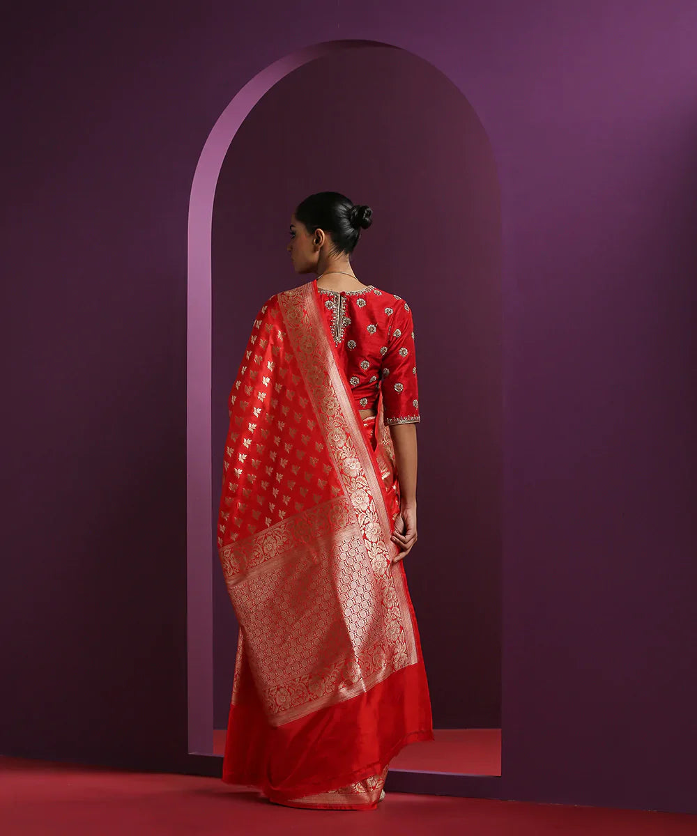 Handloom_Red_Pure_Katan_Silk_Banarasi_Saree_With_Cutwork_Booti_WeaverStory_03