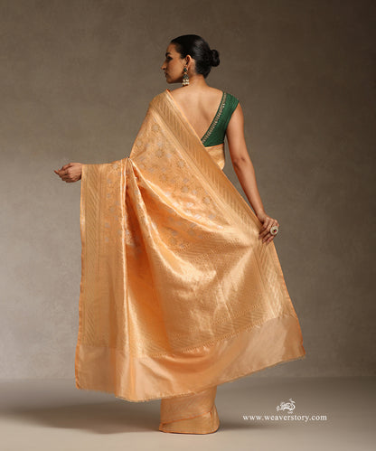 Orange_Peach_Handloom_Katan_Silk_Floral_Sona_Rupa_Cutwork_Jaal_Banarasi_Saree_WeaverStory_03