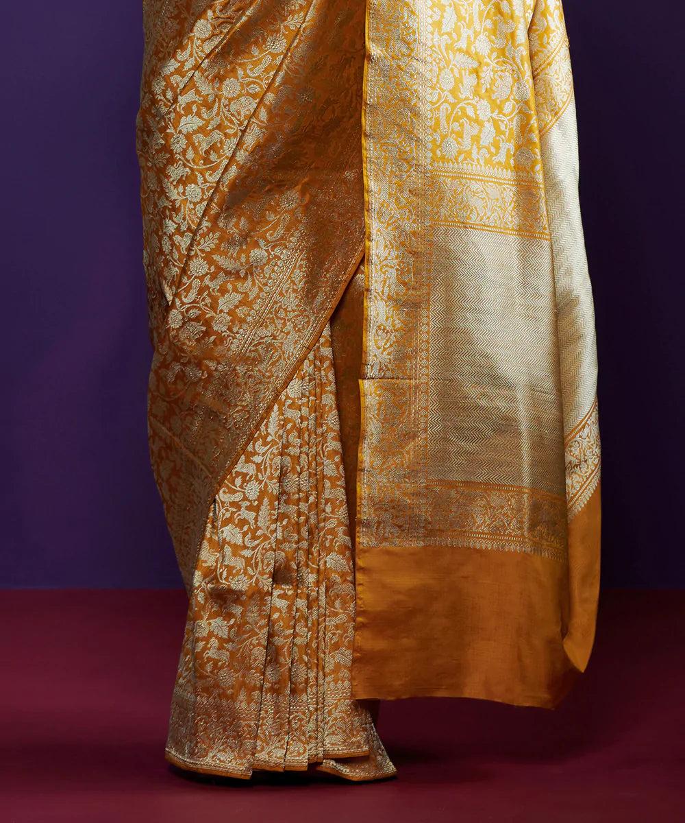 Mustard_Yellow_Handloom_Pure_Chanderi_Silk_Saree_With_Zari_Jaal_WeaverStory_04