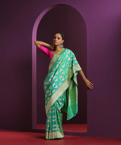 Handloom_Mint_Green_Double_Shade_Pure_Katan_Silk_Banarasi_Saree_With_Meenakari_WeaverStory_02