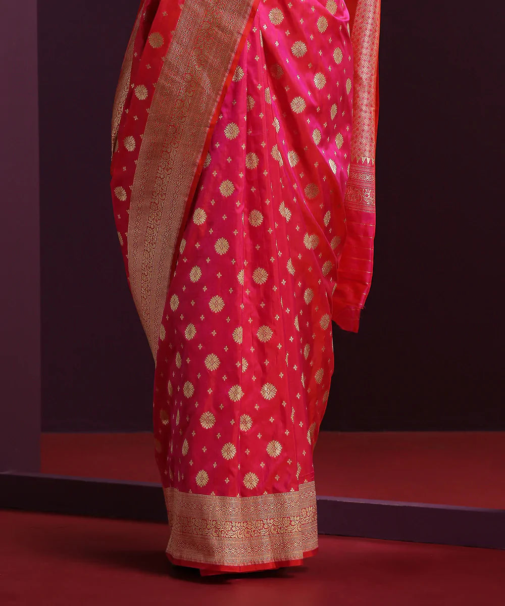 Hot_Pink_Handloom_Pure_Katan_Silk_Banarasi_Saree_With_Traditional_Booti_WeaverStory_04