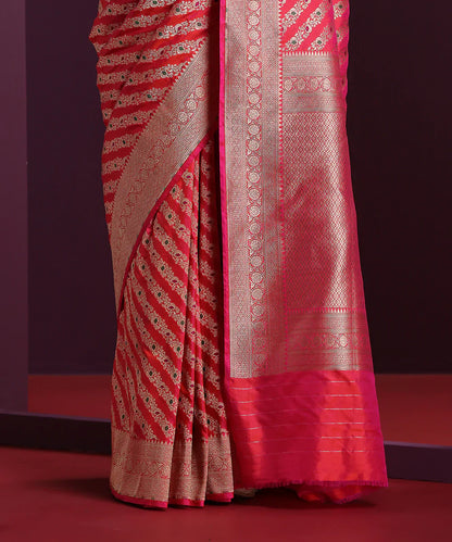 Handloom_Pink_Pure_Katan_Silk_Banarasi_Saree_With_Diagonal_Bel_WeaverStory_04