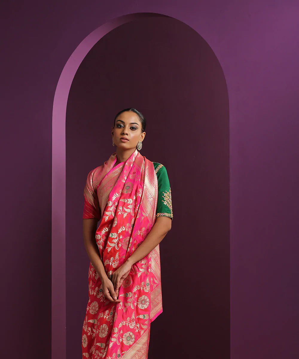 Handloom_Hot_Pink_Pure_Katan_Silk_Banarasi_Saree_With_Meenakari_WeaverStory_01