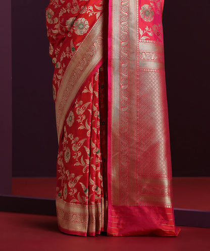 Handloom_Hot_Pink_Pure_Katan_Silk_Banarasi_Saree_With_Meenakari_WeaverStory_04