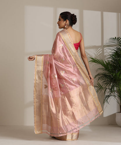 Handloom_Blush_Pink_Striped_Pure_Chanderi_Silk_Saree_With_Gold_Flower_Booti_WeaverStory03