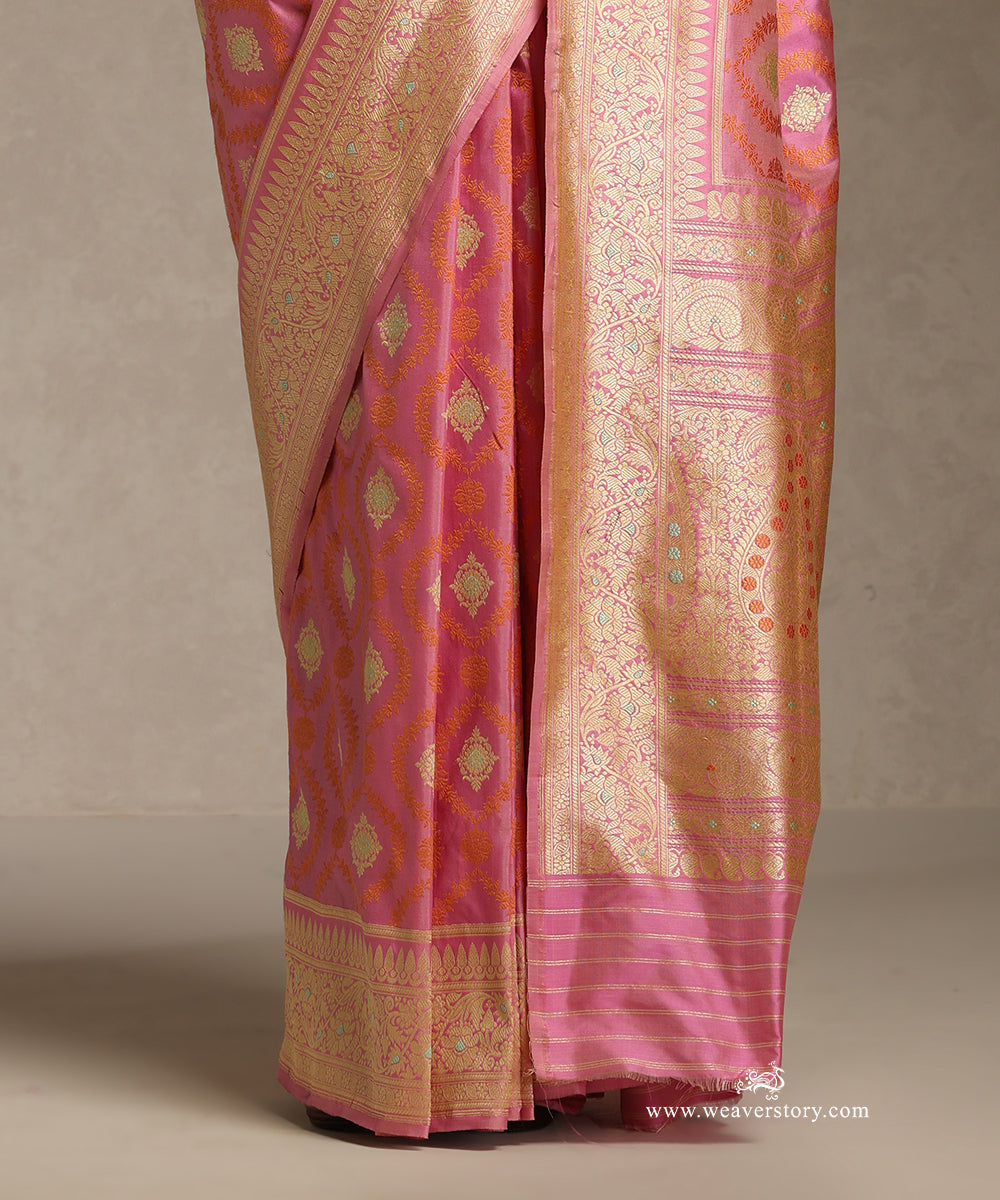 Pink_Orange_Handloom_Double_Shade_Pure_Katan_Silk_Banarasi_Saree_With_All_Over_Resham_Jaal_With_Meenakari_WeaverStory_04