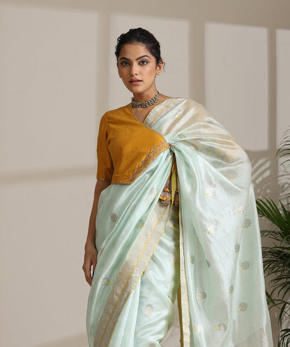 Handloom_Sky_Blue_Pure_Chanderi_Silk_Saree_With_All_Over_Marigold_Booti_And_Meena_WeaverStory01