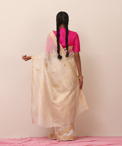 Offwhite_Handloom_Pure_Chanderi_Silk_Saree_With_All_Over_Golden_Floral_Booti_WeaverStory_03