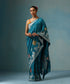 Teal_Handloom_Pure_Tussar_Georgette_Banarasi_Saree_With_Floral_Motifs_WeaverStory_01