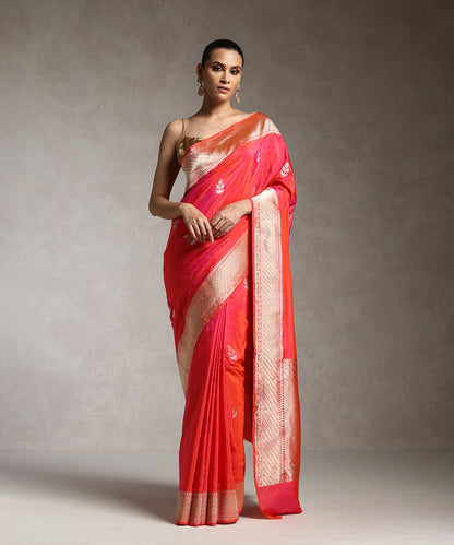 Pink_And_Orange_Pure_Katan_Silk_Banarasi_Saree_With_Sona_Rupa_Kadhwa_Booti_WeaverStory_01