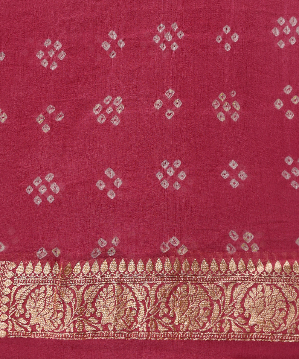 Handloom_Phalsa_Pink_Pure_Georgette_Banarasi_Bandhej_Saree_With_Zari_Border_WeaverStory_05