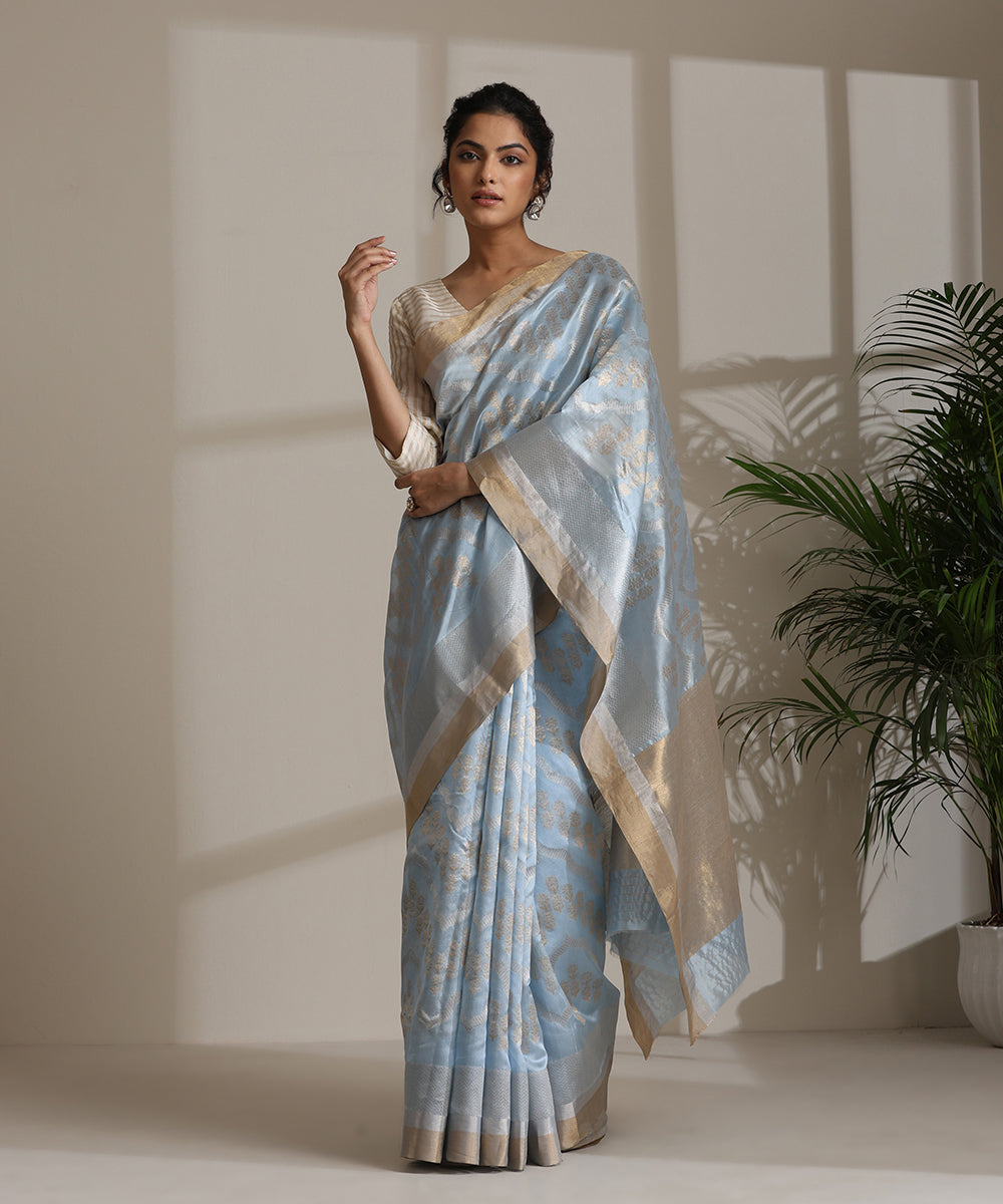 Sky_Blue_Handloom_Pure_Chanderi_Silk_Saree_With_All_Over_Silver_Zari_Jaal_WeaverStory02