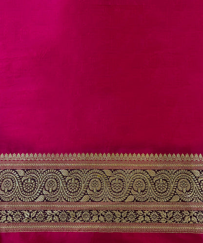 Hot Pink Handloom Pure Katan Silk Banarasi Saree With Zari And Meenakari