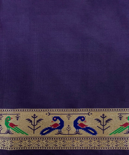 Handloom Ink Blue Pure Zari Kadhwa Banarasi Saree With Paithani Border And Palla