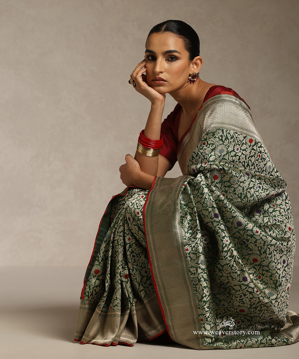 Green_Handloom_Katan_Silk_Kimkhab_Banarasi_Saree_With_Meenakari_WeaverStory_02