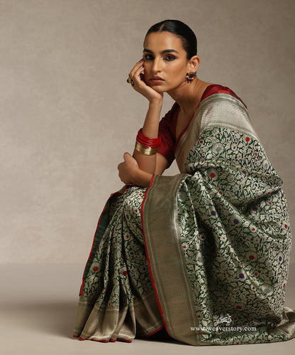 Green_Handloom_Katan_Silk_Kimkhab_Banarasi_Saree_With_Meenakari_WeaverStory_02