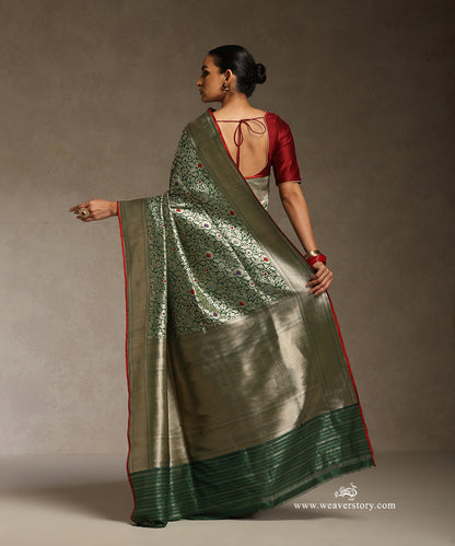 Green_Handloom_Katan_Silk_Kimkhab_Banarasi_Saree_With_Meenakari_WeaverStory_03