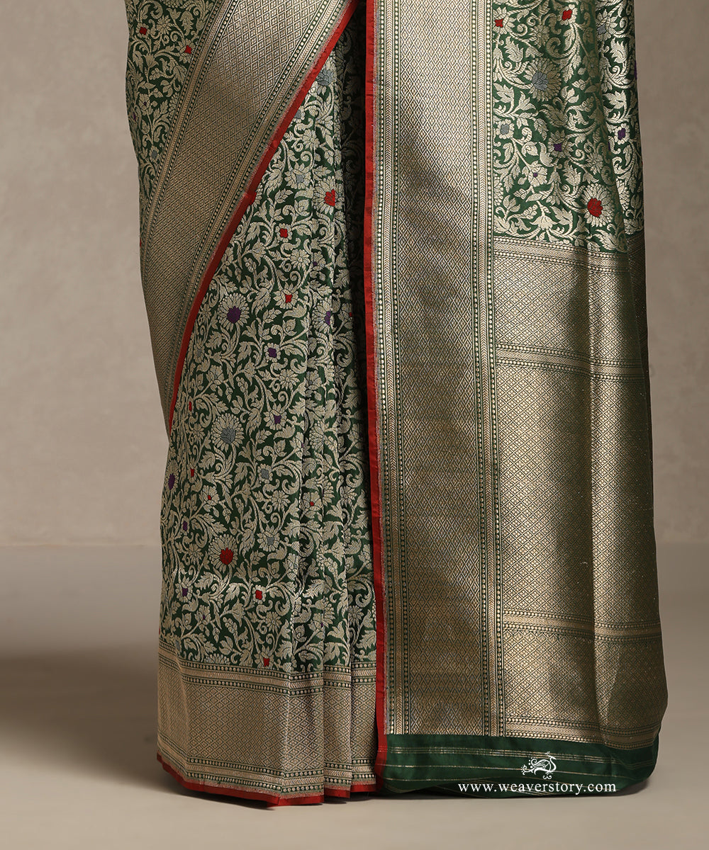 Green_Handloom_Katan_Silk_Kimkhab_Banarasi_Saree_With_Meenakari_WeaverStory_04