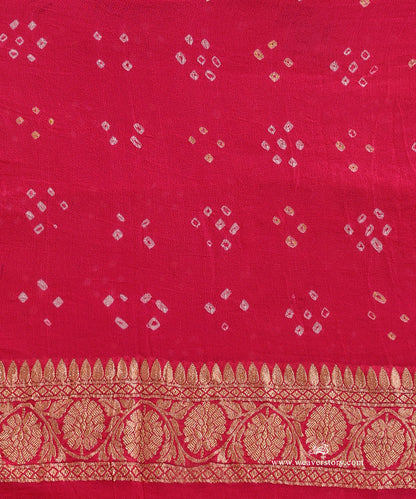 Coral_And_Pink_Ombre_Dyed_Handloom_Pure_Georgette_Banarasi_Bandhej_Saree_WeaverStory_05