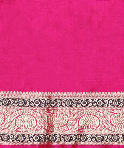 Hot_Pink_Handloom_Pure_Katan_Silk_Banarasi_Saree_With_Pure_Zari_And_Aada_Bel_WeaverStory_05