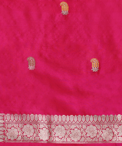 Purple Handloom Pure Katan Silk Banarasi Saree With Pink Selvedge And Tanchoi Weave