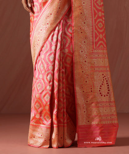 Light_Pink_And_Orange_Handloom_Saree_With_Banarasi_Jangla_Tested_Zari_WeaverStory_04