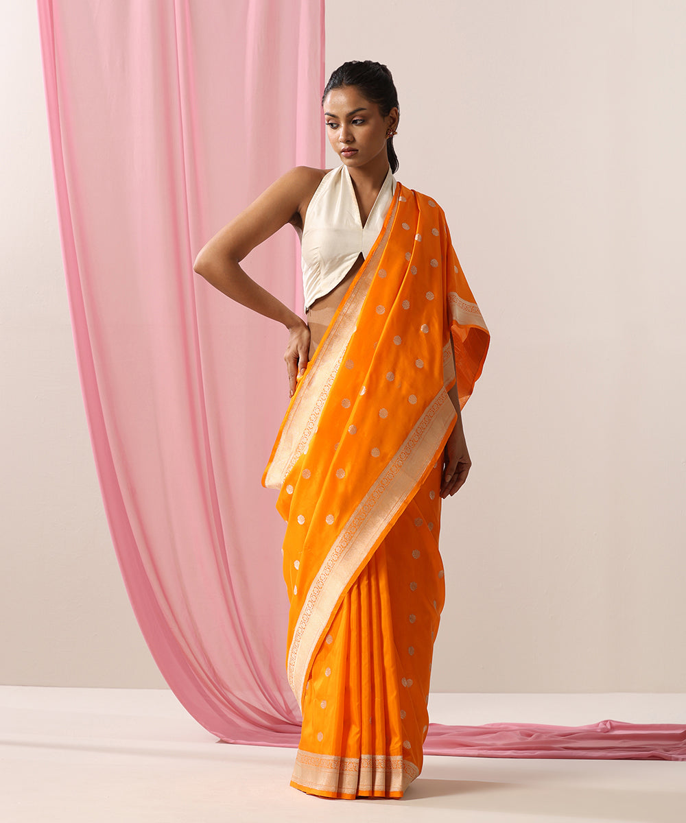 Orange_Handloom_Pure_Katan_Silk_Banarasi_Saree_With_Ashrafi_Booti_WeaverStory_02