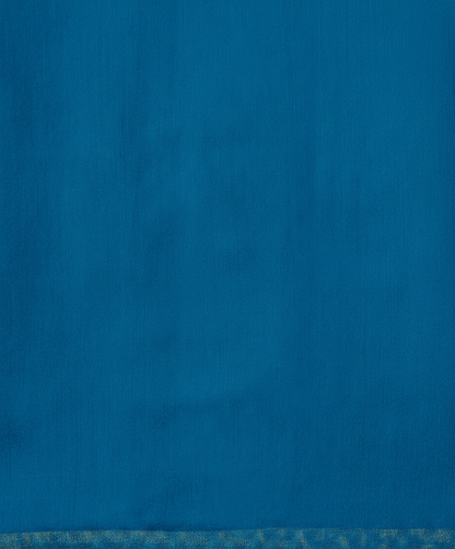 Handloom Firozi Kora Silk Banarasi Saree With Horizontal Stripes