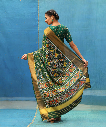 Handloom_Green_Pure_Mulberry_Silk_Ikat_Patola_Saree_With_Tissue_In_Border_WeaverStory_03