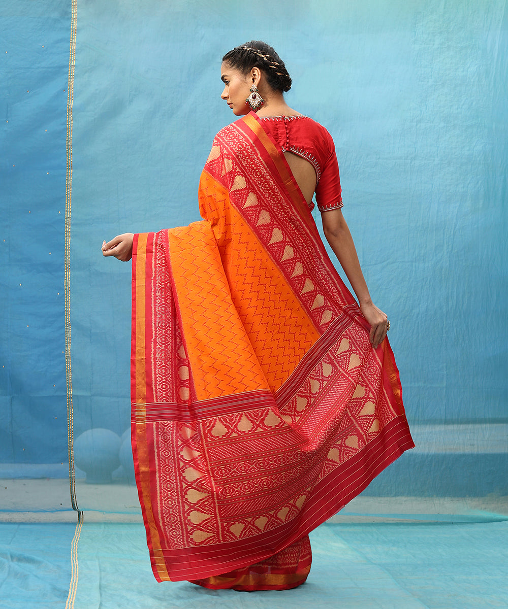 Orange_And_Red_Pure_Mulberry_Silk_Patola_Saree_Way_Red_Border_WeaverStory_03