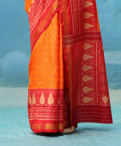 Orange_And_Red_Pure_Mulberry_Silk_Patola_Saree_Way_Red_Border_WeaverStory_04