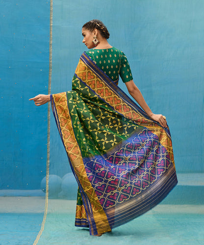 Green_And_Ink_Blue_Handloom_Pure_Mulberry_Silk_Ikat_Patola_Saree_With_Tissue_Border_WeaverStory_03