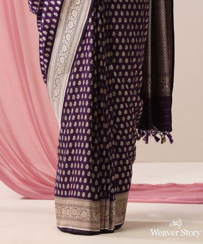 Purple_Handloom_Pure_Katan_Silk_Banarasi_Saree_With_Gold_And_Silver_Zari_Booti_WeaverStory_04