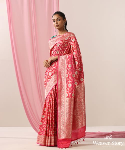 Pink_Handloom_Pure_Katan_Silk_Banarasi_Saree_With_Meenakari_Jaal_WeaverStory_02