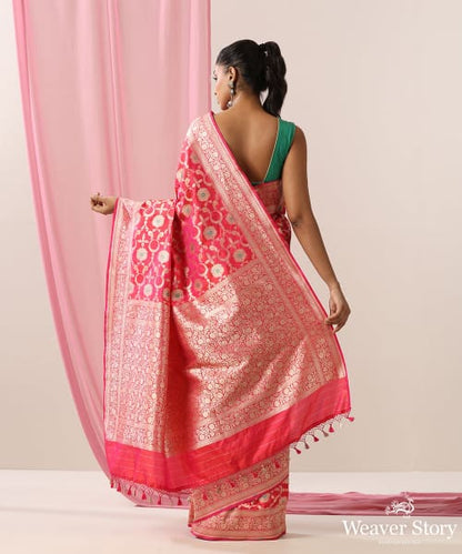 Pink_Handloom_Pure_Katan_Silk_Banarasi_Saree_With_Meenakari_Jaal_WeaverStory_03