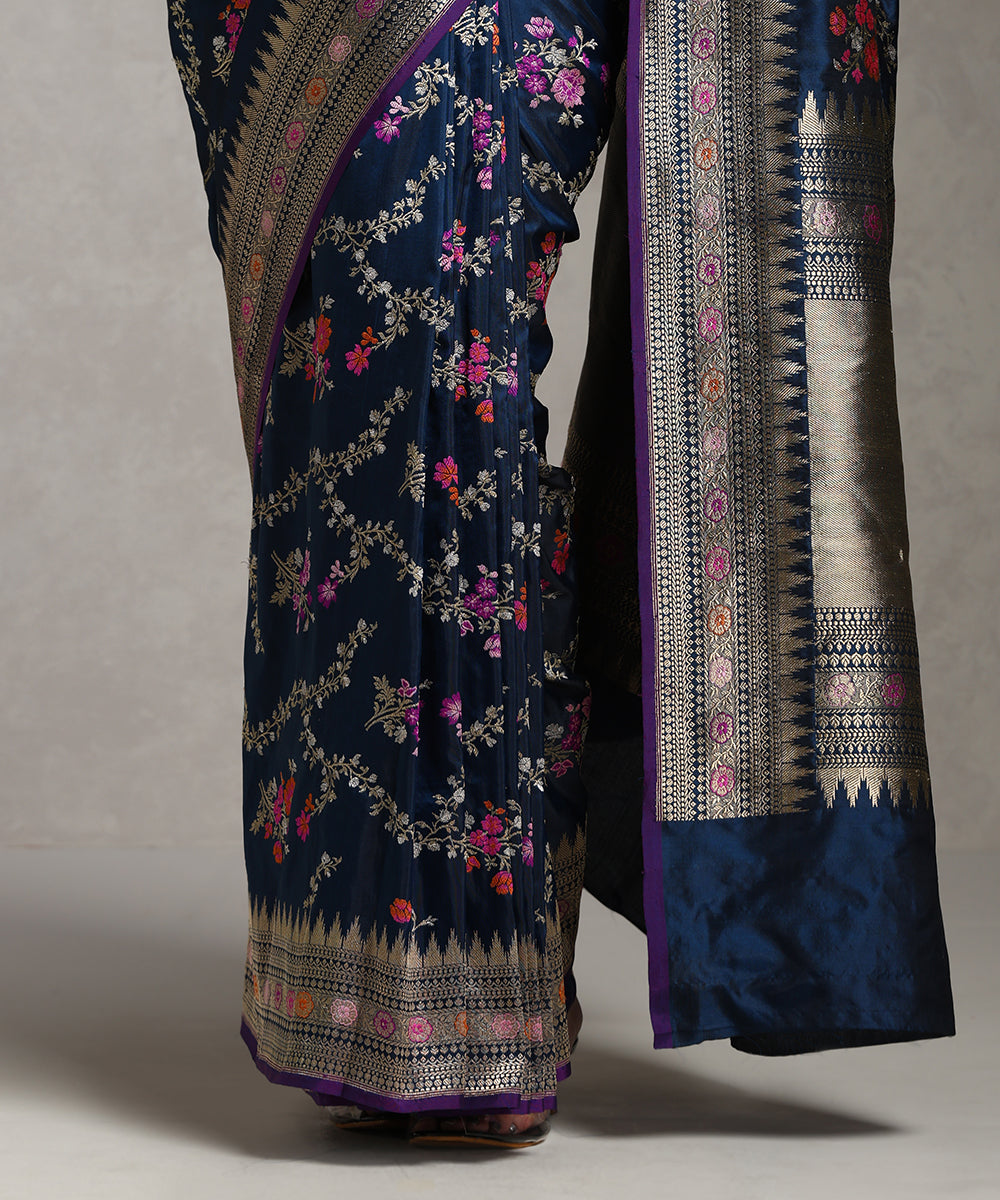 Blue_Handloom_Pure_Katan_Silk_Banarasi_Saree_With_Meenakari_Jaal_WeaverStory_04